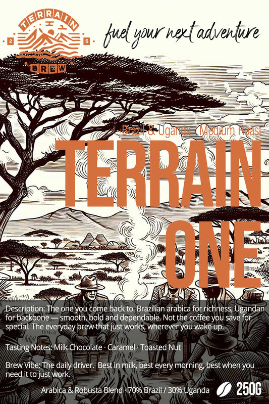 Terrain One – Medium Roast Brazil & Uganda Blend. The One You Come Back To.